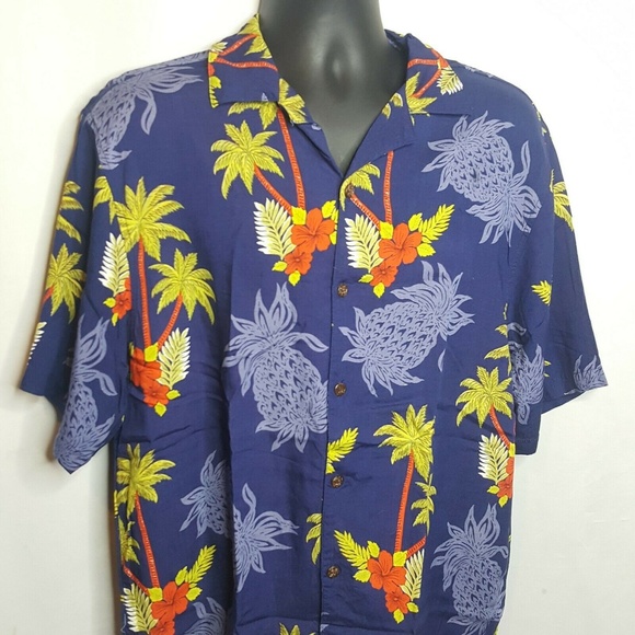 Hawaiian Aloha Pineapple Shirt Button Front L - Picture 5 of 7